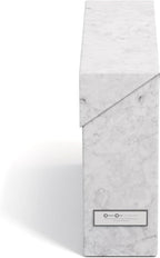 Bigso Lovisa Fiberboard Label Frame 12 File Storage Box - Paperwork Storage Box with Metal Label Holder - Durable Document Organizer with Flip Top Lid - 3.7in x 13in x 9.4 in - Marble