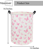Butterfly Pink Laundry Hamper Girls Laundry Hamper Baby Laundry Basket Cute Toy Storage Bin Kids Hamper Butterfly Room Decor(Pink Butterfly)