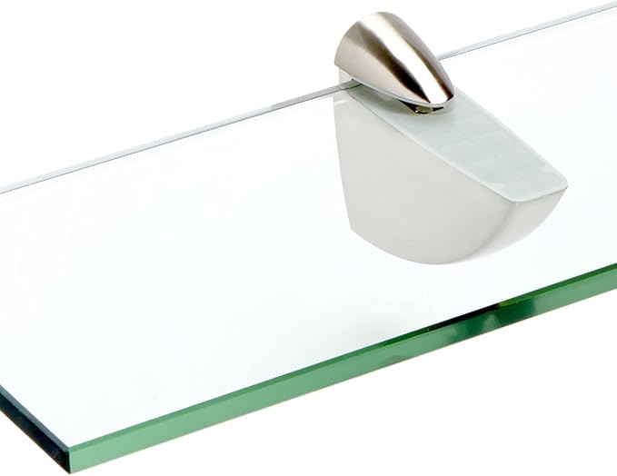 Spancraft Glass O-4.75x24-Brushed Steel Oriole Glass Shelf, Brushed Steel, 4.75" x 24"