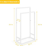 Freestanding Towel Rack for Bathroom 2 Tier Small Metal Hand Towel Holder Stand Towel Bar Towel Drying Rack Floor for Bedroom Laundry Room, White
