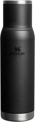 Stanley Adventure-To-Go Vacuum Bottle 1.1 qt | Wide Mouth with Leakproof Cup Lid | Keep Drinks Hot or Cold | Packable for Travel | Insulated Stainless Steel Thermal Bottle | BPA-Free | Black 2.0