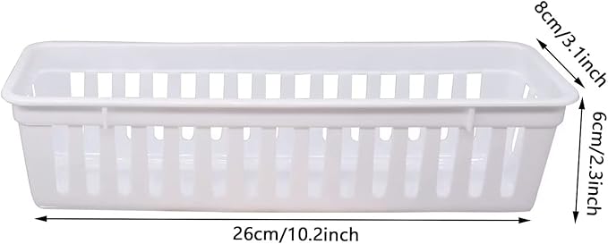 FEOOWV Classroom Pencil or Rubber Organizer Basket Trays, Office Supply Baskets Organization Trays for Home School Classroom Office 12 Pack (White)
