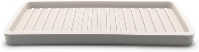 Happitasa Silicone Kitchen Sink Organizer Tray, Sponge Holder and Countertop Protector | Bathroom and Kitchen Soap Dish and Dispenser Tray (Vanilla Cream, 9"x3.5", 5.6 Ounces)