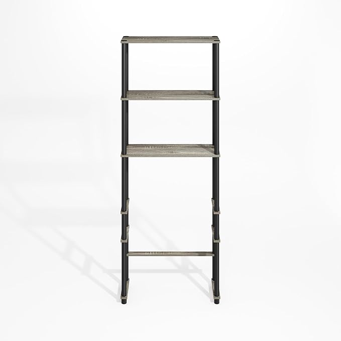 Furinno Turn-N-Tube Over The Toilet Storage, 3-Shelf Over The Toilet Organizer, Freestanding Space Saver Bathroom Shelf, for Bathroom Organizers and Storage, Grey Oak