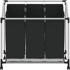 Laundry Sorter with 3 Bags Black Steel Frame, Heavy-Duty Rolling Cart with Removable Sorting Bags and Casters for Easy Transport, Durable Steel Frame Supports Large Loads