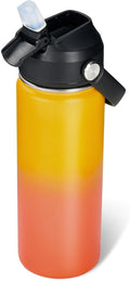 18oz Insulated Stainless Steel Water Bottle, Wide Mouth Double Wall Vacuum, Silicone Straw, Sweat & Leak Proof, BPA Free Insulated Water Flask for Travel, Keep Cold 24h Hot 12h, Orange