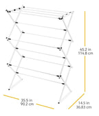 Whitmor Expandable Clothes Drying Rack: 3 Tier Laundry Drying Rack, Collapsible Drying Rack Clothing, Portable Space Saving Clothing Rack for Indoor Outdoor, 14.50" L x 35.5" W x 45.2" H, White