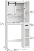 HOOBRO Over The Toilet Storage Cabinet with Sliding Barn Door, Toilet Paper Holder, Farmhouse Storage Cabinet, Wooden Bathroom Organizer, Bathroom, Laundry Room, White WT24TS01