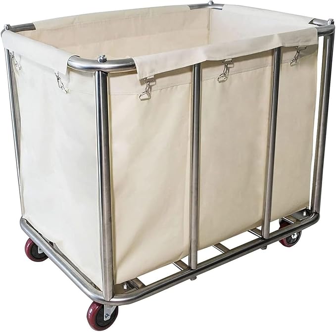 Large Rolling Laundry Cart for Commercial/Home, Replacement Laundry Cart Liner Bag, Removable Waterproof Liner Bag, Large Waterproof Thick Oxford Cloth Bags for Storage Cart(Beige)