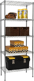Chrome 5-Shelf Wire Shelving 24"x14"x60" (Chrome)