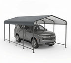 SUNBURY 10 x 20 ft Heavy Duty Metal Carport for Vehicle Storage, Canopy with Galvanized Steel Roof, Outdoor Steel Car Shelter with Metal Frame, for Cars, Boats, Pickups and Tractors, Gray