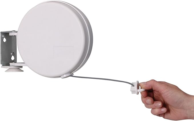 Household Essentials Single Line Retractable Clothesline for Hanging Laundry, 40 Feet, White