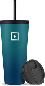 IRON °FLASK Classic Tumbler - Vacuum Insulated Stainless Steel Water Bottle, Double Walled, Drinking Cup, Insulated Travel Mug (Dark Night, 32 oz Solid Lid)