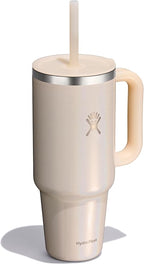 Hydro Flask Travel Tumbler with Handle, Lid and Straw - Insulated Stainless Steel in 40 Oz Glimmer Cream