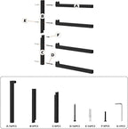PINPON 4-Pack Heavy Duty Wall Mount Lumber Storage Rack, 4-Level Snap-Fit Wood Organizer with 16.8” Arms & 6.2” Shelf Spacing, 110 lbs Per Tier, for Garage & Workshop Indoor Outdoor Use, Black
