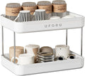 Countertop Coffee Station Organizer| 2-Tier Whisky Glass Holder, Mug Drying Rack with Removable Drain Tray - Easy to Install, Clean - Matcha Station Shelf for Kitchen, Bathroom Counter Organzier
