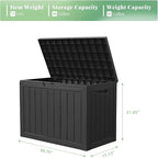 DRATO 45 Gallon Deck Box, Outdoor Storage Box for Patio Furniture, Patio Cushions, Gardening Tools, Pool Supplies 480lbs Weight Capacity,Waterproof Resin Storage Boxes（Black，45 Gallon）