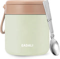 Eadali 15.2oz Kids Food Jar for Hot Food – Vacuum Insulated Lunch Container with 316 Stainless Steel Interior, Leakproof Wide Mouth & Foldable Spoon for School Meals