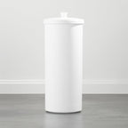 iDesign Freestanding Bathroom Toilet Paper Storage Holder with Lid for 3 Extra Rolls, 2-Pack, White