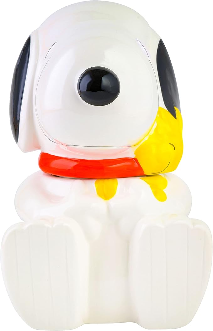 Peanuts Classic Snoopy Cookie Jar, 10.7-Inch Ceramic Kitchen Storage Container, Cartoon Collectible Treat Jar for Cookies and Snacks