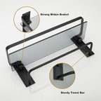 VOLPONE Glass Shelf for Bathroom 15.7 in Black Bathroom Shelves Wall Mounted Tempered Glass Shelving with 2 Removable Hooks (1 Tier)
