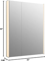 Kohler 81149-SLE-DA1 Maxstow Frameless Two-Door Medicine Cabinet Mirror with Lights, LED Light, Mirror Door & Staggered Shelves, Rectangular Frame, 32 in. W x 40 in. H