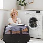 Collapsible Laundry Baskets, 95L Laundry Hamper, Foldable Clothes Hamper with Shoulder Strap for Bedroom, Dorm, Apartment - Durable Tear-Resistant Storage Basket for Laundry, Kids Room (2 Pack, Black)
