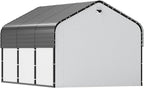 10x16 Metal Carport, Heavy Duty 2-Car Carport Canopy, CarPorts with Removable Polyethylene Sidewalls, Galvanized Steel Roof Car Tent Garage