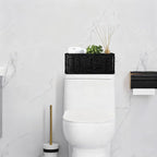 Small Wicker Baskets, Wicker Woven Storage Basket Toilet Paper Baskets with Handles, Towel Basket for Bathroom Organizing Shelves (Black)
