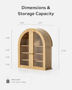 Modern Arched Wall Cabinet, Large Bathroom Medicine Wall Mounted Cupboard, Farmhouse Floating Storage Cabinet with Acrylic Door Adjustable Shelf, Wood Organizer (Natural Oak)