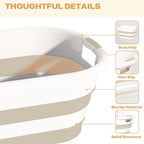43L(11.5Gallon) Collapsible Laundry Baskets plastic, Pop Up Laundry hamper/Storage Container, Foldable Laundry Basket with Large Capacity,Sturdy,Space Saver (Beige, 2 Packs)