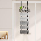 SWTYMIKI Hanging Towel Racks for Bathroom - 6 Tier Over The Door & Wall Mounted Bath Rolled Towel Storage Organizer Holder for Small Bathroom, RV, Camper, Black (Patented)