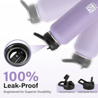 Insulated Water Bottle | Thickened Stainless Steel Vacuum Metal | Portable Sports Water Jug for Gym and Hiking with Straw, Carrier Bag, Handle Strap | BPA-Free 32 oz