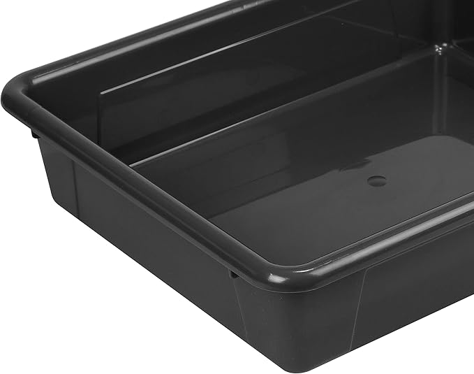 Storex Letter Size Flat Storage Tray – Organizer Bin for Classroom, Office and Home, Black, 5-Pack (62516A05C)