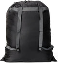 Laundry Bag Backpack, 27” x 34”Sturdy Laundry Bag with Shoulder Straps Drawstring Closure Heavy Duty Foldable Laundry Backpack for College, Travel, Laundromat, Apartment (black)
