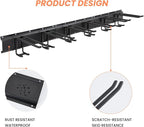 Ski & Snowboard Wall Rack With 12 Inch Storage Hooks, Ski Board Wall-Mounted Organizaion System Holds Up to 300 lbs, Black