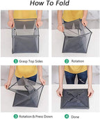 Pop Up Laundry Baskets - Mesh Collapsible Laundry Hampers Storage with Handle - Foldable for Washing Storage, Great for The Kids Room, College Dorm, Travel Organizer (Black)