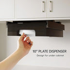 Bamboo Paper Plate Dispenser - 10 inch Wooden Paper Plate Dispenser Under Cabinet, Kitchen Countertop Vertical Plate Holder Organizer