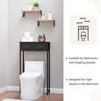 MOHOPE 2-Tier Over The Toilet Storage with 2 Fabric Drawers, Freestanding Above The Toilet Storage Cabinet, Space Saver Metal Over Toilet Bathroom Organizer Shelf for Small Space, Black