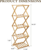 Bamboo Shoe Rack 5 Tier Foldable Shoe Rack Vertical Bamboo Shoe Organizer Free Standing Shelf for Entryway, Closet, Bedroom, Wood Color
