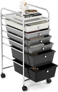 GOFLAME 6-Drawer Rolling Storage Cart, Multifunctional Art Craft Organizer Cart, Mobile Utility Storage Cart with Removable Drawers & Lockable Wheels, Craft Cart for Home Office, School, Gray Gradient