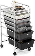 GOFLAME 6-Drawer Rolling Storage Cart, Multifunctional Art Craft Organizer Cart, Mobile Utility Storage Cart with Removable Drawers & Lockable Wheels, Craft Cart for Home Office, School, Gray Gradient