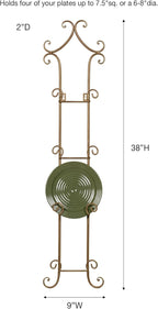 Touch of Class Regalla Petite Plate Rack - Vertical Plate Display - Hanging Plate Rack - For 6-8" dia. Plates - Satin Gold Finish - Four-plate is 38 inches - Hardware Included