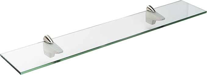 Spancraft Glass F-12x48-Brushed Steel Falcon Glass Shelf, Brushed Steel, 12" x 48"
