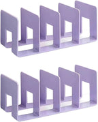 2PCS Acrylic File Organizer for Desk, Desktop Document/Mail Organizer, 4 Compartments Plastics Invisible Bookshelf Floating (12.5" x 5.7" x 5", Purple)