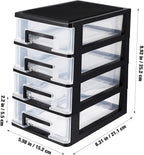 Angoily 4 Drawer Desk Organizer, Plastic Home Office Storage Organizer, Makeup Organizer Storage Station Cube, Cosmetics Jewelry Storage Box, 4 Drawer for Bathroom, Desk, Office (8.31x5.98x9.92 Inch)
