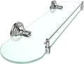 20inch Glass Shelf for Bathroom, Brushed Nickel Bathroom Glass Shelves Wall Mounted, Stainless Steel Floating Glass Shelves Modern