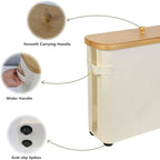 Toilet Paper Storage Basket, Toilet Paper Organizer with Bamboo Lid Handle for Bathroom, Free Standing Toilet Paper Holder Tissue Bin with Visualisation Window (Beige)