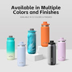 Greylock 20 oz Insulated Water Bottle with Straw Lid, Reusable Stainless Steel Sports Water Bottles with Foldable Handle, Leak Proof, Double-Wall Vacuum Insulation, 24 Hours Cold (Tides)