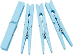 Juvale Wooden Clothes Pins - Strong Spring Grip for Laundry Clips - Colorful Clothespins for Crafts - Photo Display Clips - Pack of 100, Light Blue, 3.9"